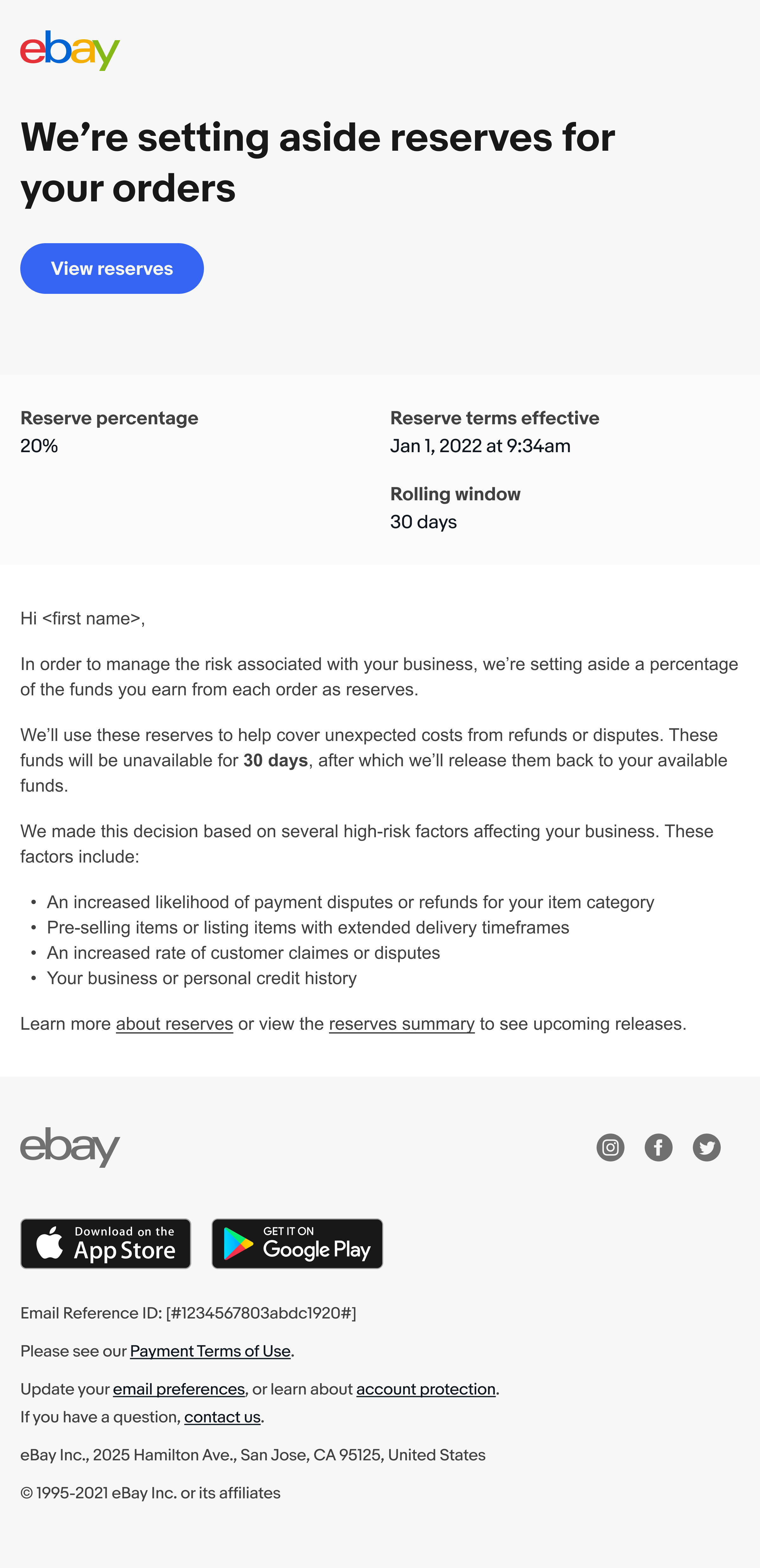 Policy starts email